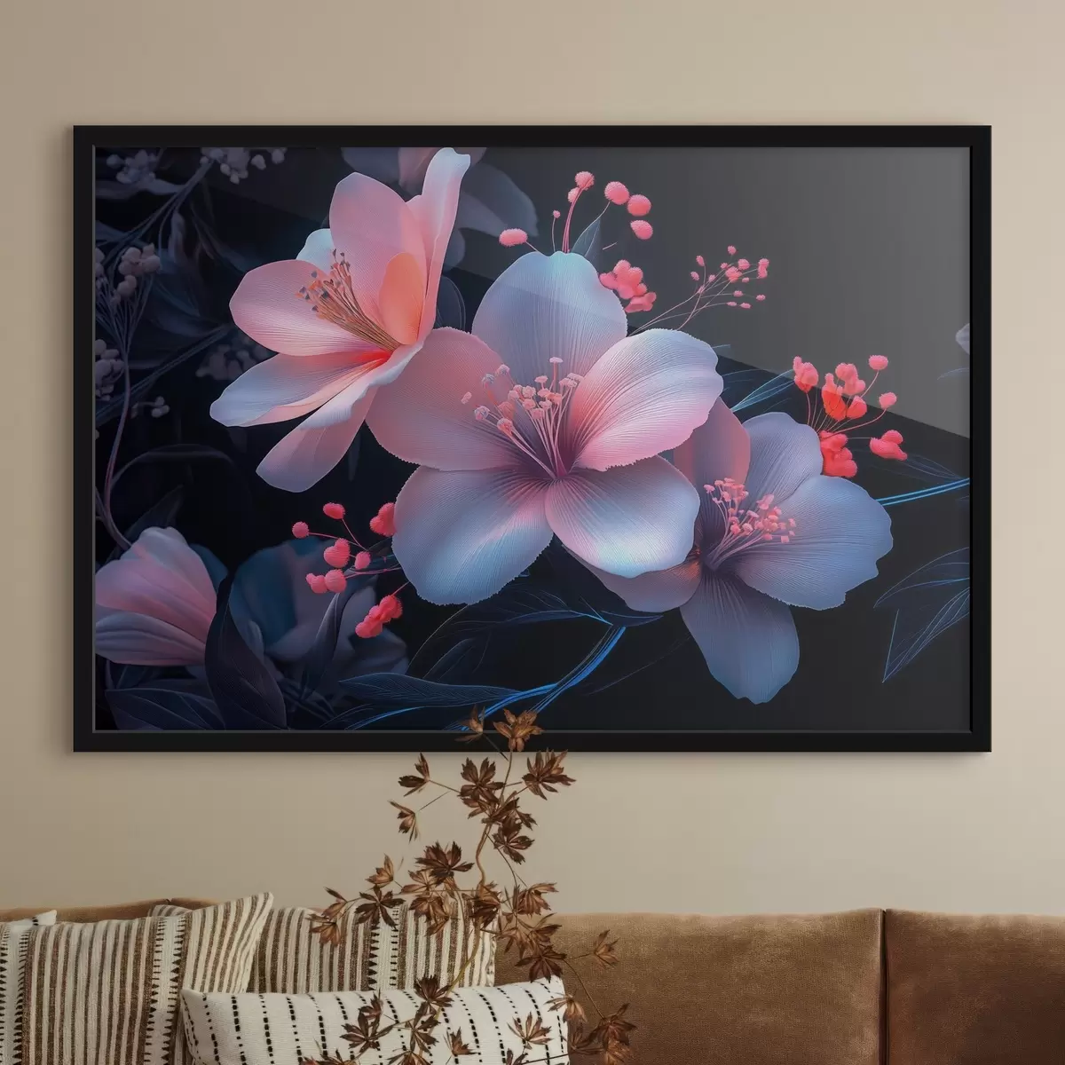 Poster Lirios con imitación de pintura de neón f41857