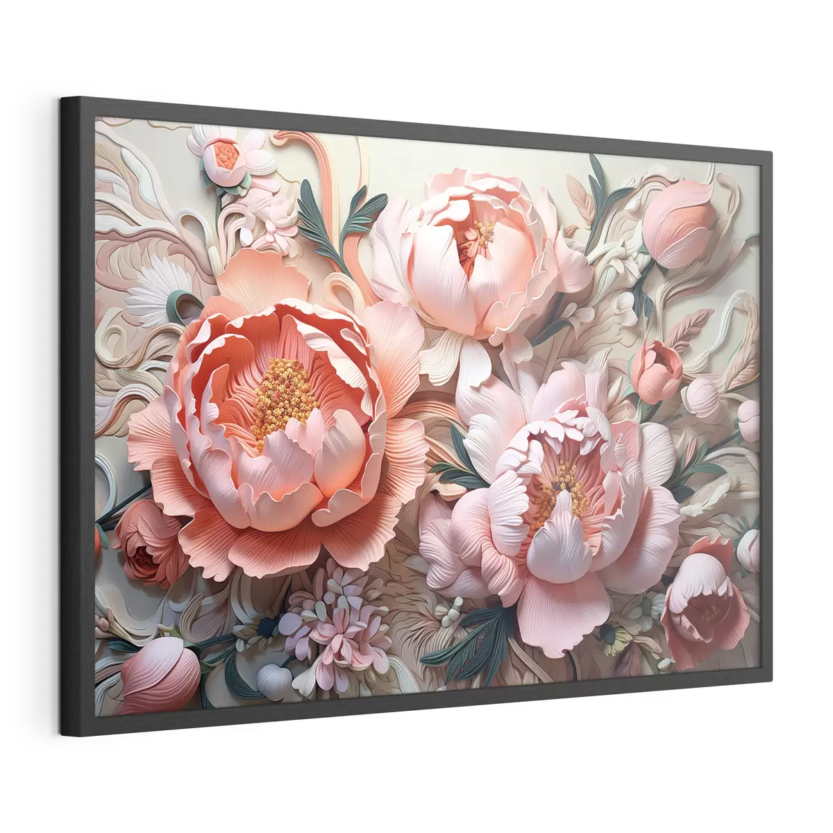 Poster Exuberantes peonías en tonos rosados f41859