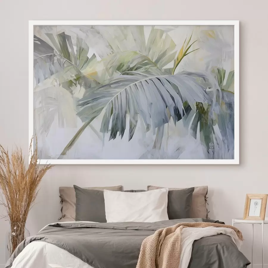 murales de pared Grandes hojas tropicales al estilo de la pintura f41866