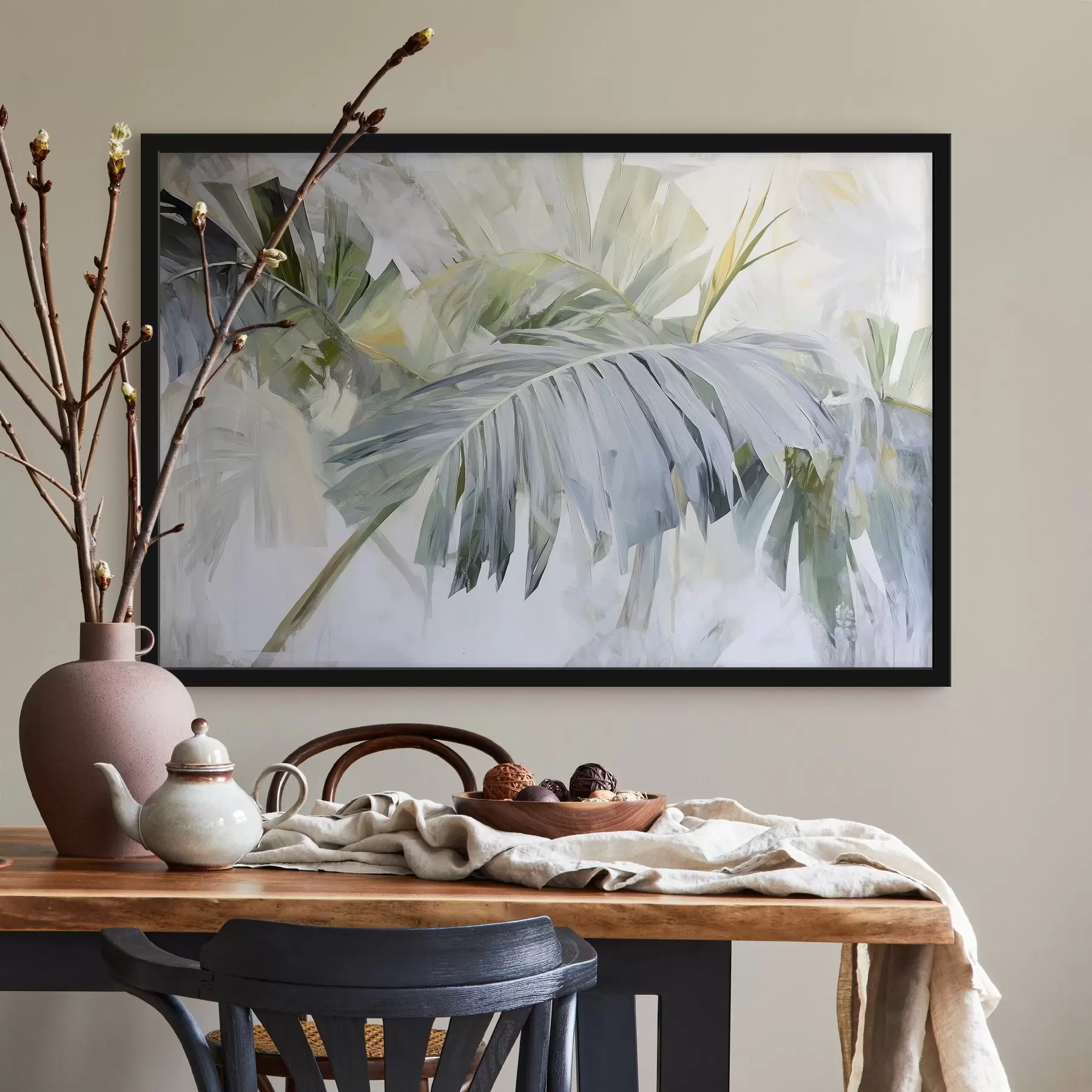 murales de pared Grandes hojas tropicales al estilo de la pintura f41866