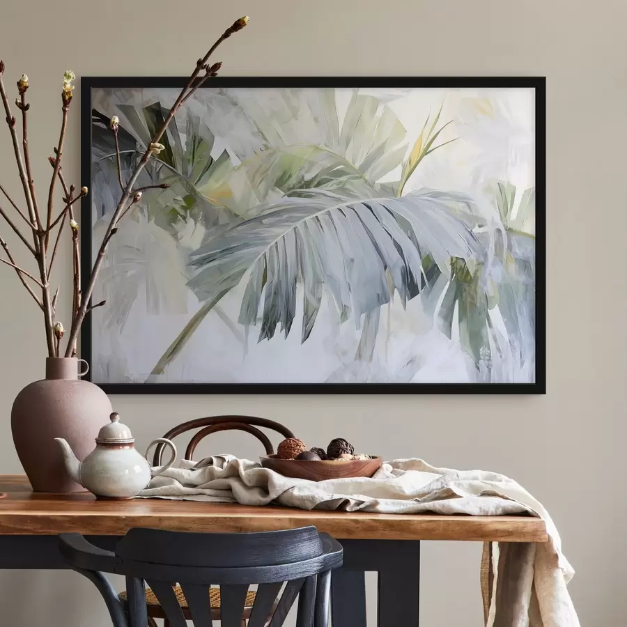 murales de pared Grandes hojas tropicales al estilo de la pintura f41866