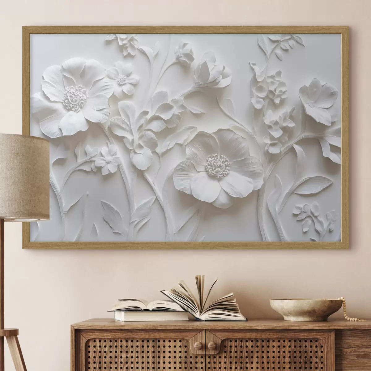 Poster Flores blancas de estuco f41867