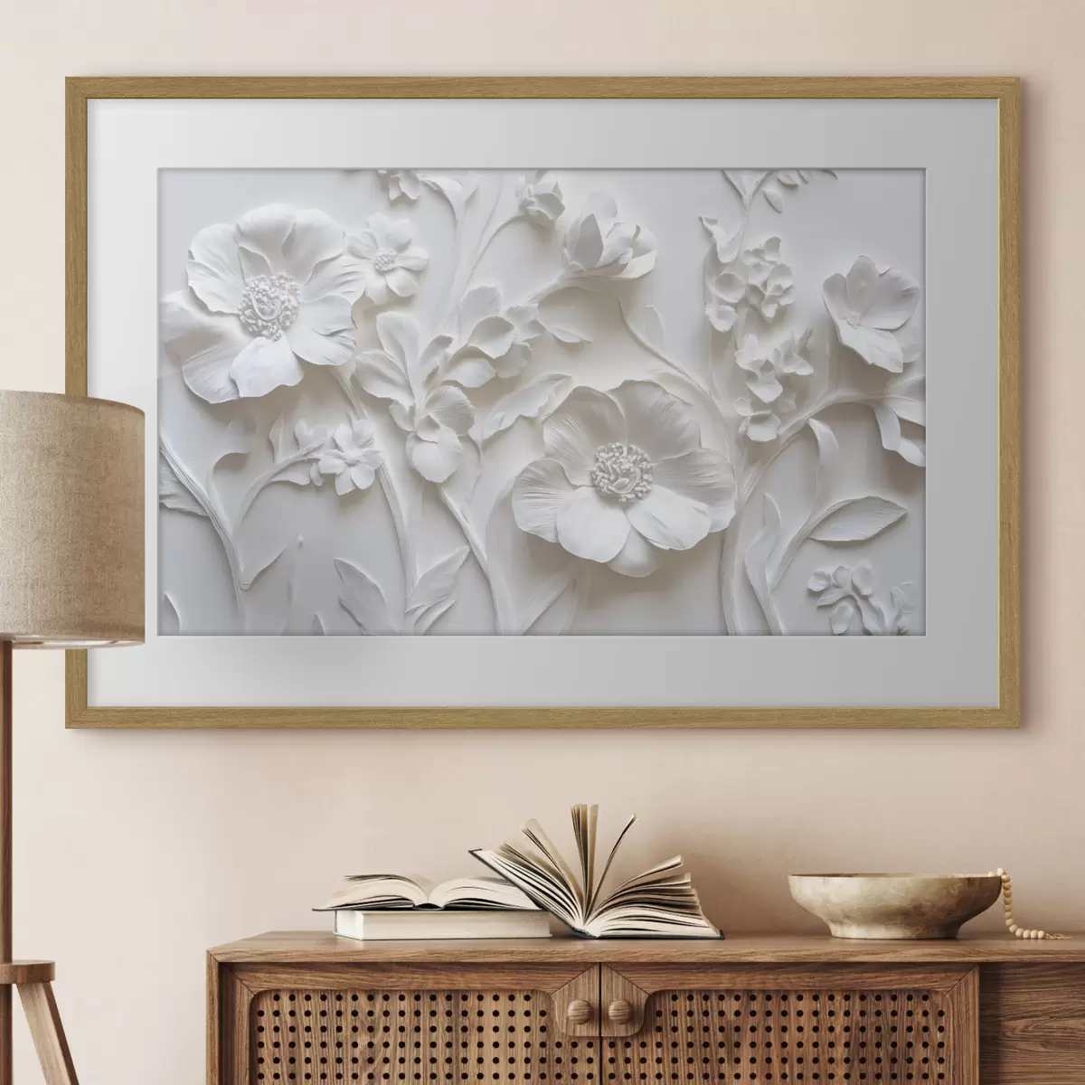 Poster Flores blancas de estuco f41867