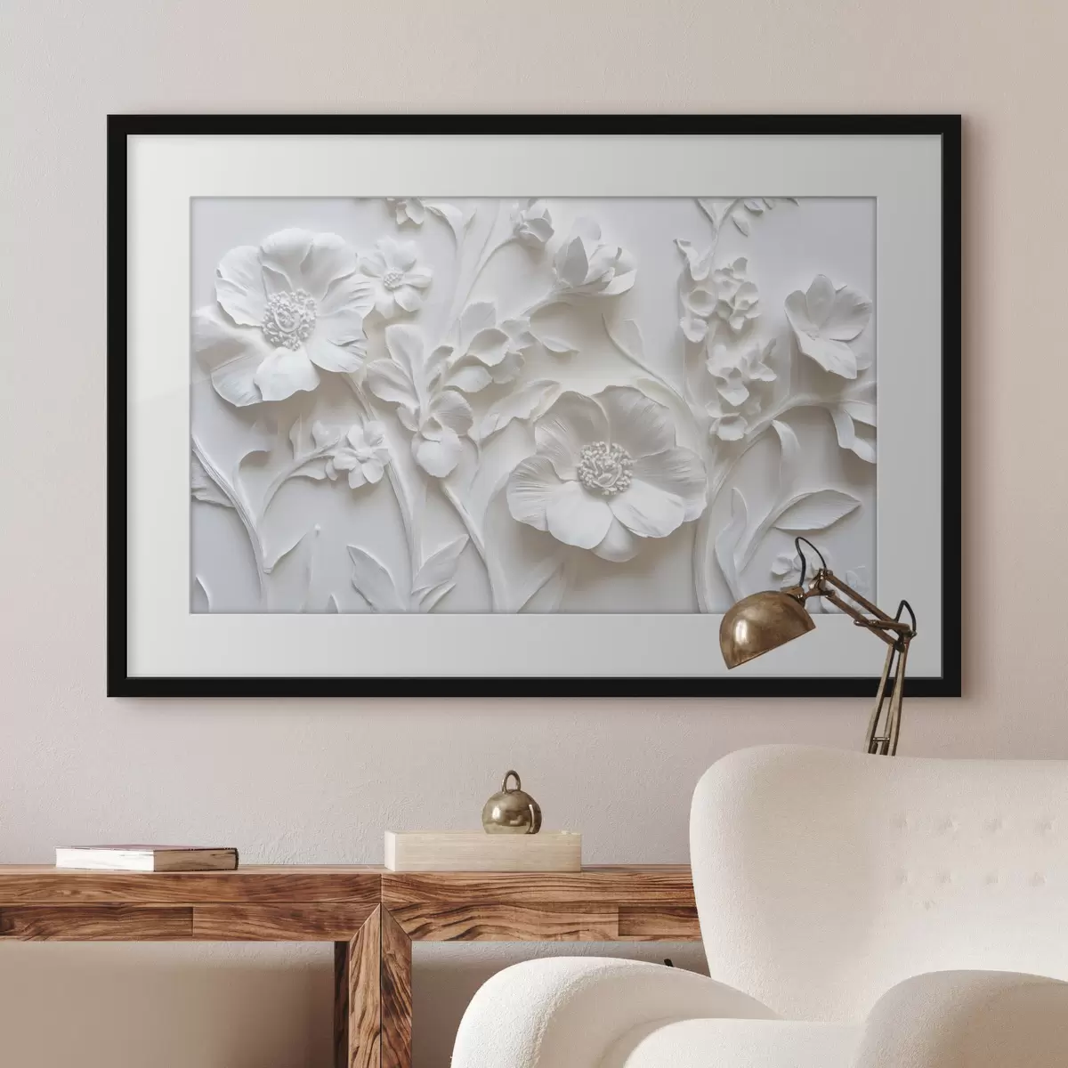 Poster Flores blancas de estuco f41867