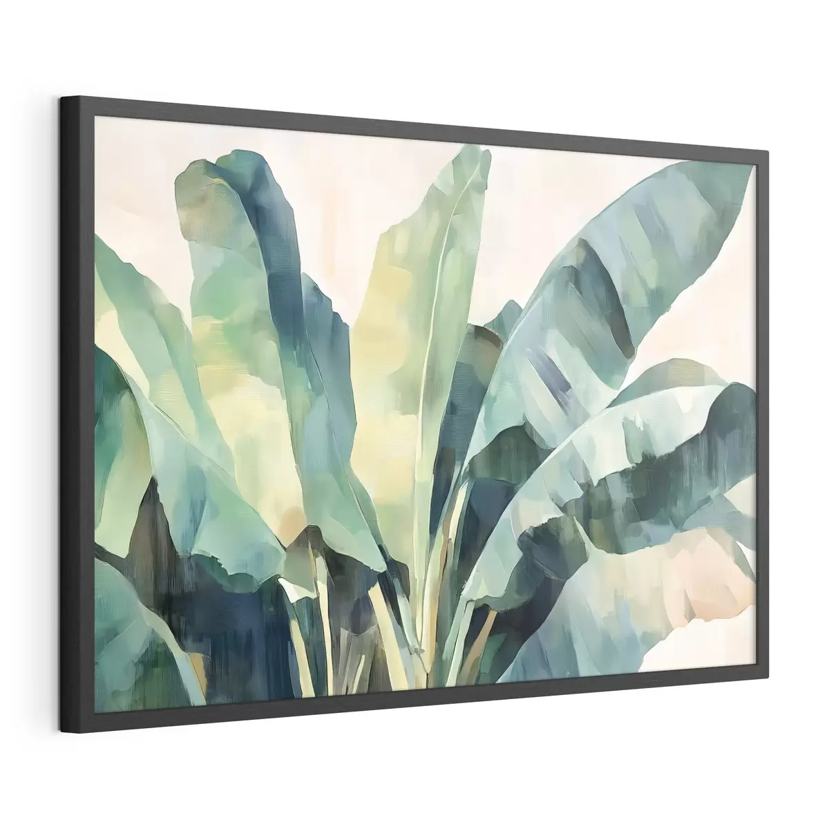 Poster Grandes hojas tropicales en estilo acuarela f41874