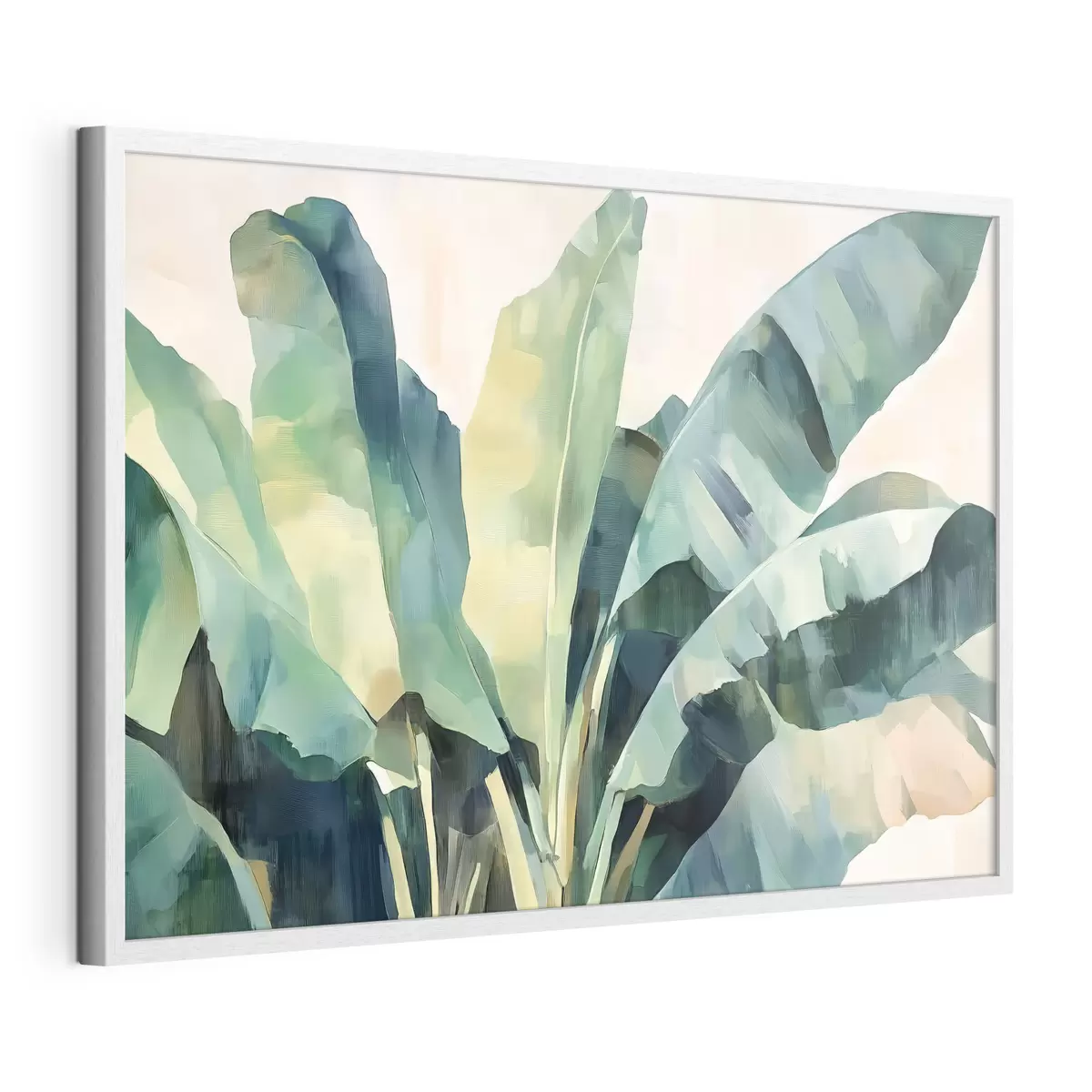 Poster Grandes hojas tropicales en estilo acuarela f41874