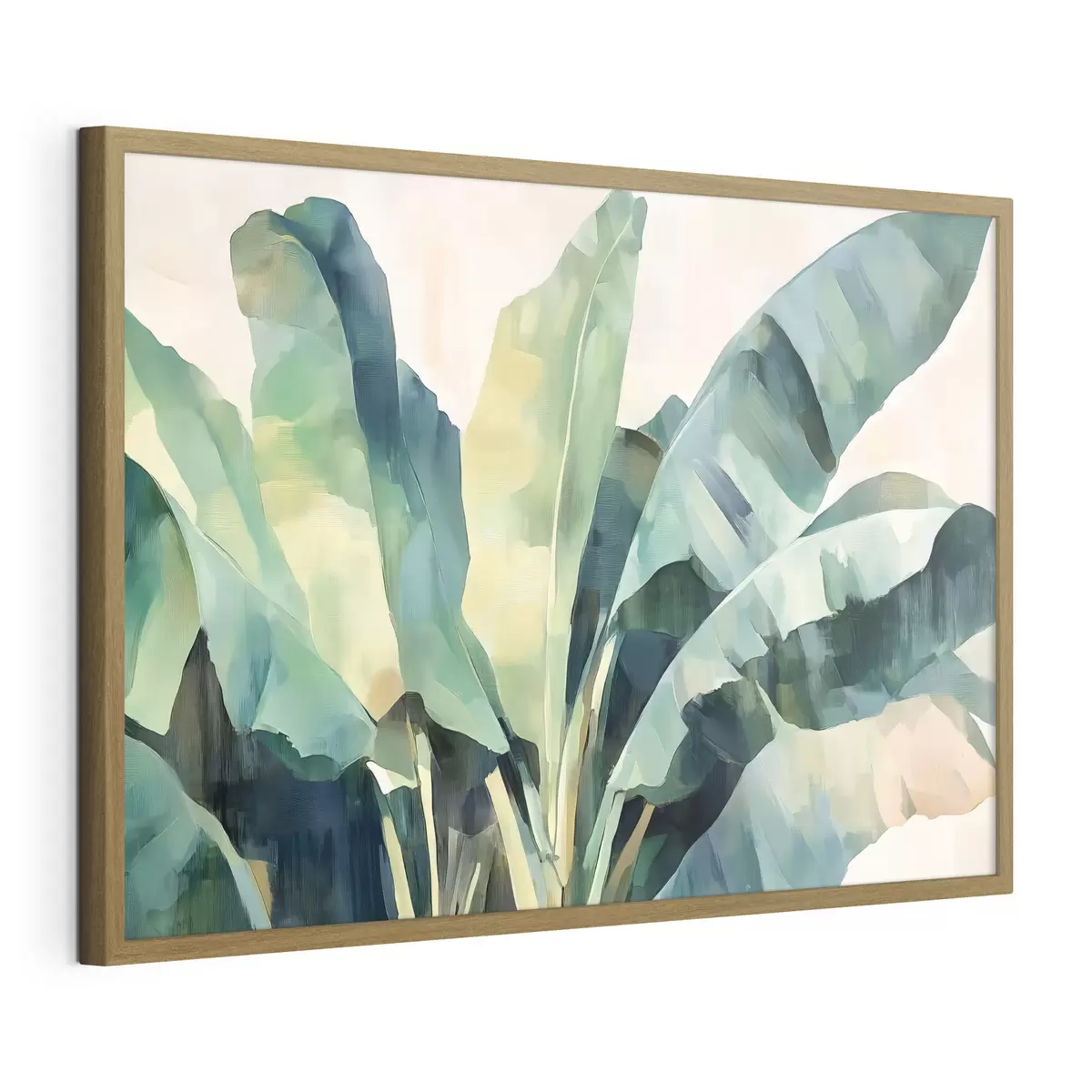 Poster Grandes hojas tropicales en estilo acuarela f41874