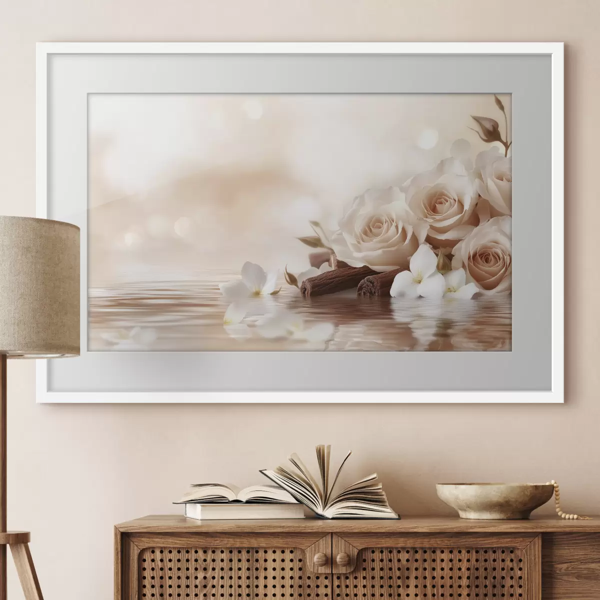Poster Delicadas rosas beige a la orilla del mar f41877