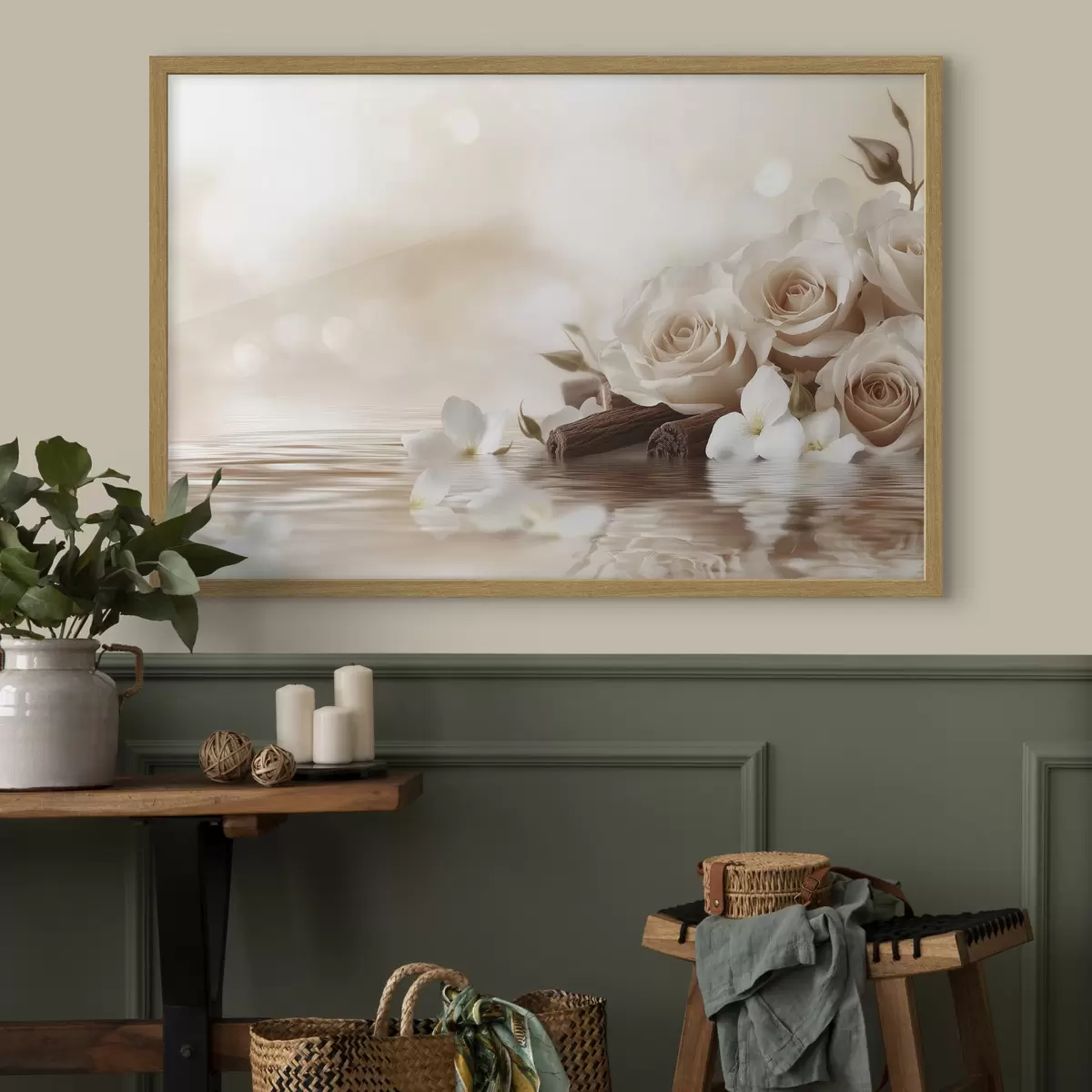 Poster Delicadas rosas beige a la orilla del mar f41877