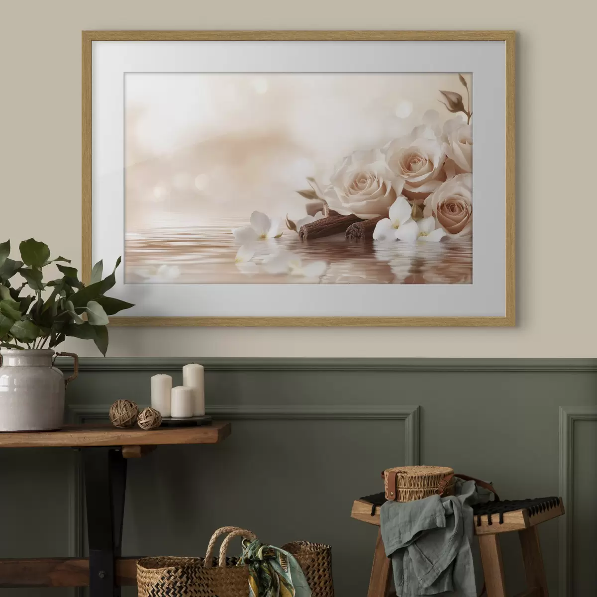 Poster Delicadas rosas beige a la orilla del mar f41877