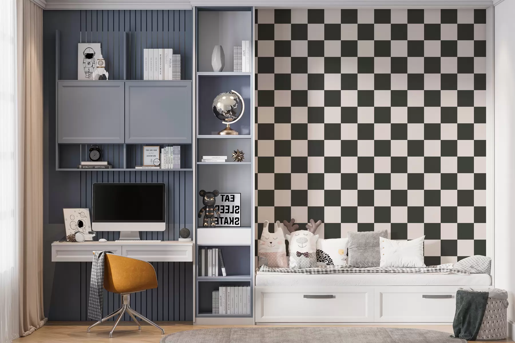 murales de pared Papel pintado geométrico en blanco y negro w01922