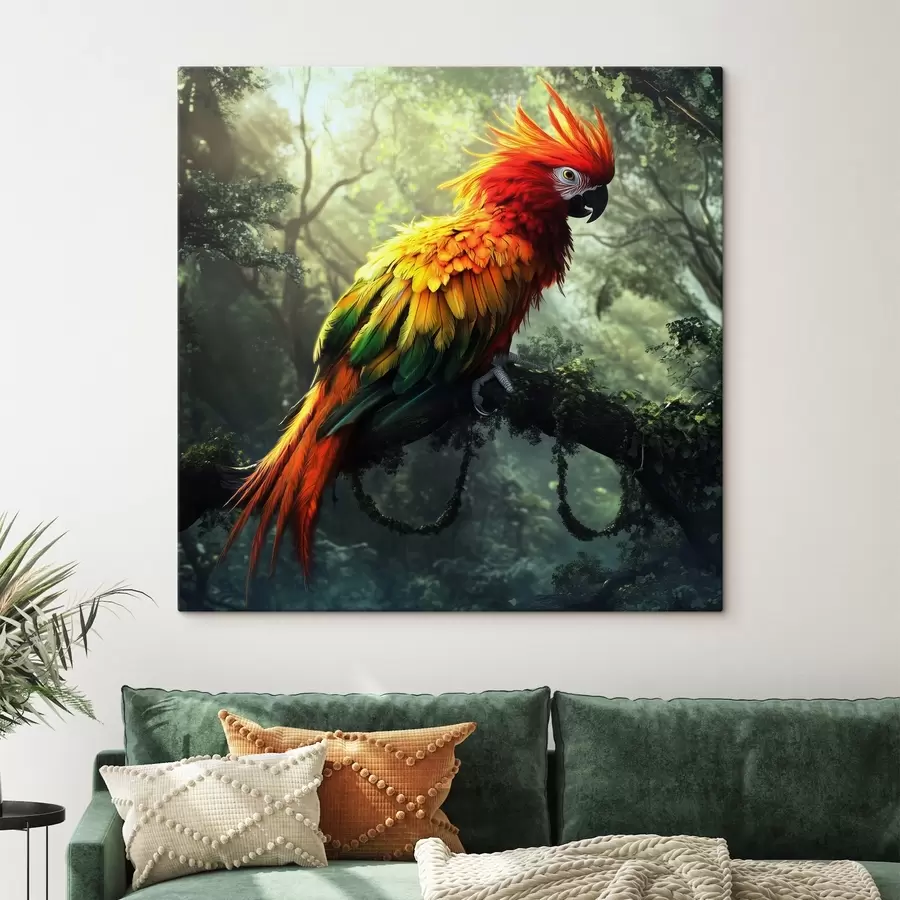 murales de pared Un colorido loro en la selva s41967