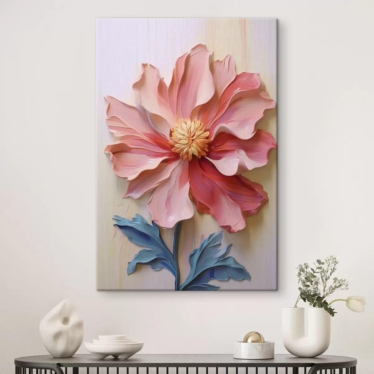 murales de pared Pinceladas de pintura imitación flor rosa s41941