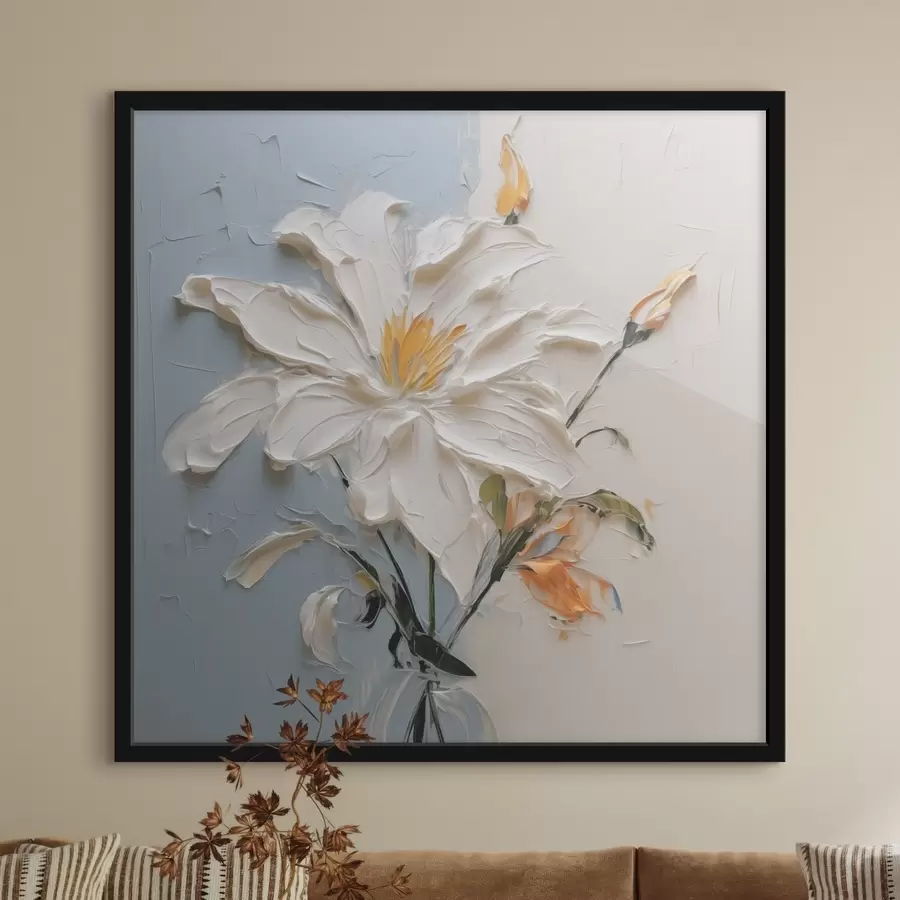 murales de pared Lirio blanco abstracto imitación pinceladas f41939