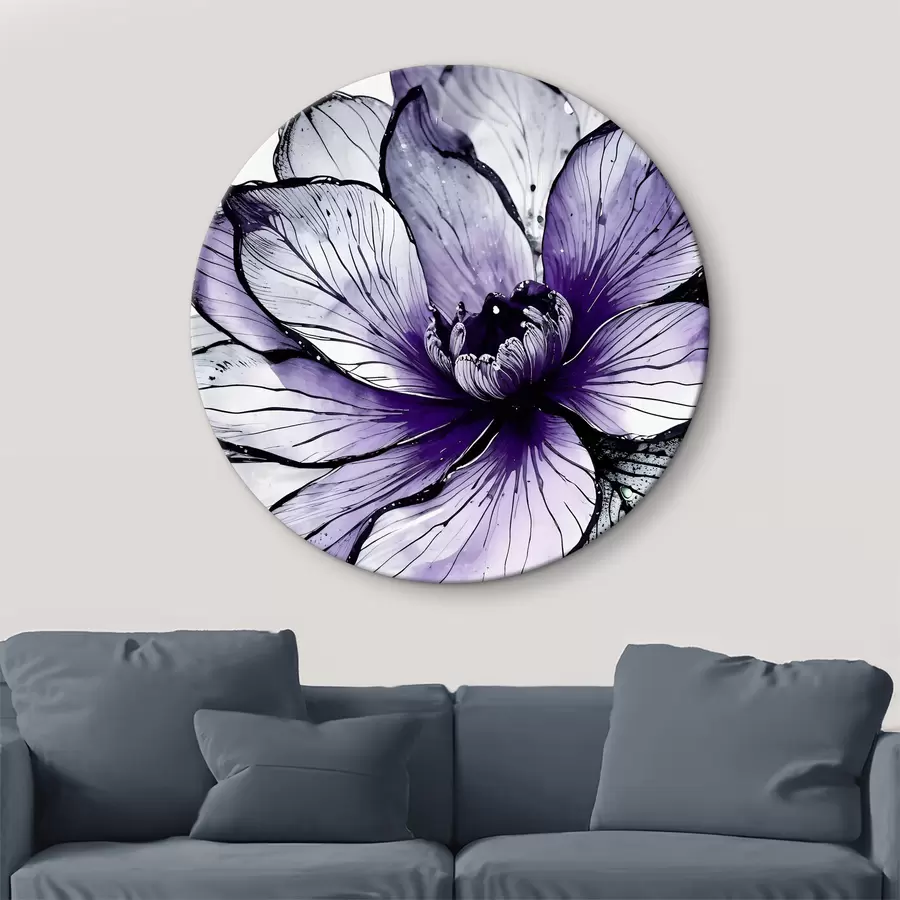 murales de pared Una flor grande y vibrante de color púrpura con pétalos delicados e intrincados sobre un fondo oscuro r38982