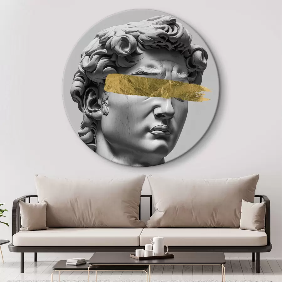 murales de pared Una escultura moderna de David con los ojos cerrados r26129