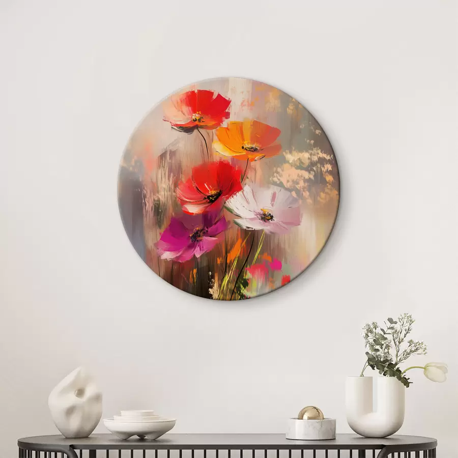 murales de pared Flores abstractas brillantes con pinceladas r40283