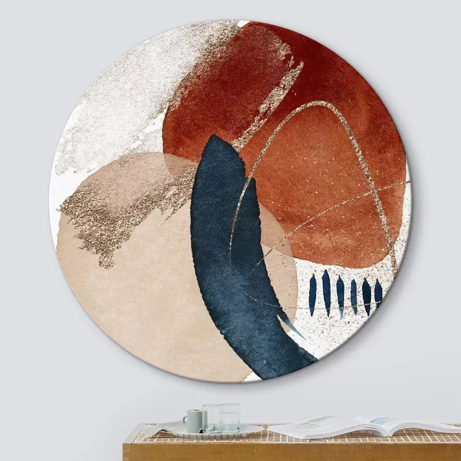 murales de pared Viaje abstracto: Armonía de terracota y azul profundo r35954