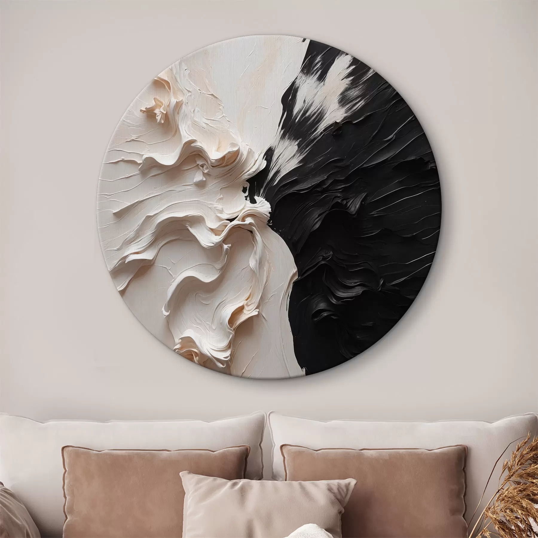 murales de pared Pintura al óleo abstracta en colores blanco y negro r38300