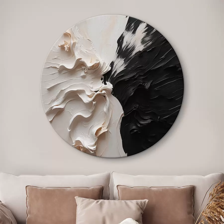 murales de pared Pintura al óleo abstracta en colores blanco y negro r38300