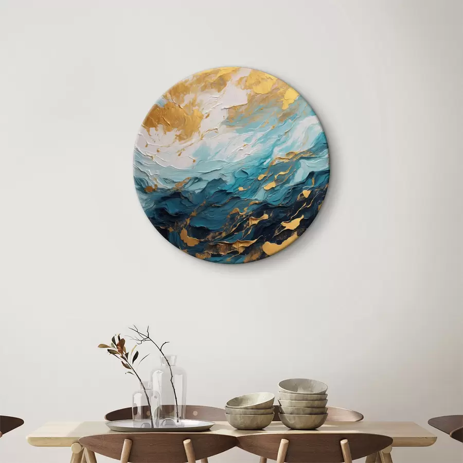 murales de pared Pintura abstracta con colores azul y blanco r40328