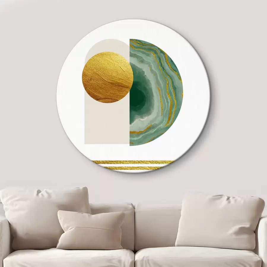 murales de pared Formas abstractas con toques verdes r35986