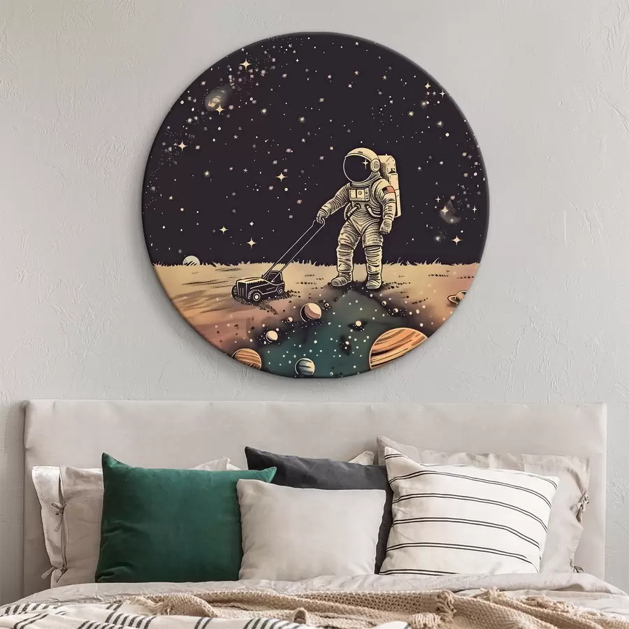 murales de pared Astronauta con cortadora de césped en el espacio r38637