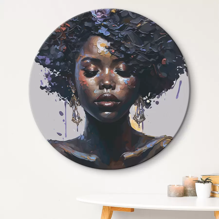 murales de pared Hermosa mujer negra con un peinado afro r36578