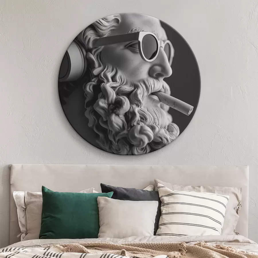 murales de pared Escultura griega antigua en blanco y negro de Zeus en estilo moderno r26122