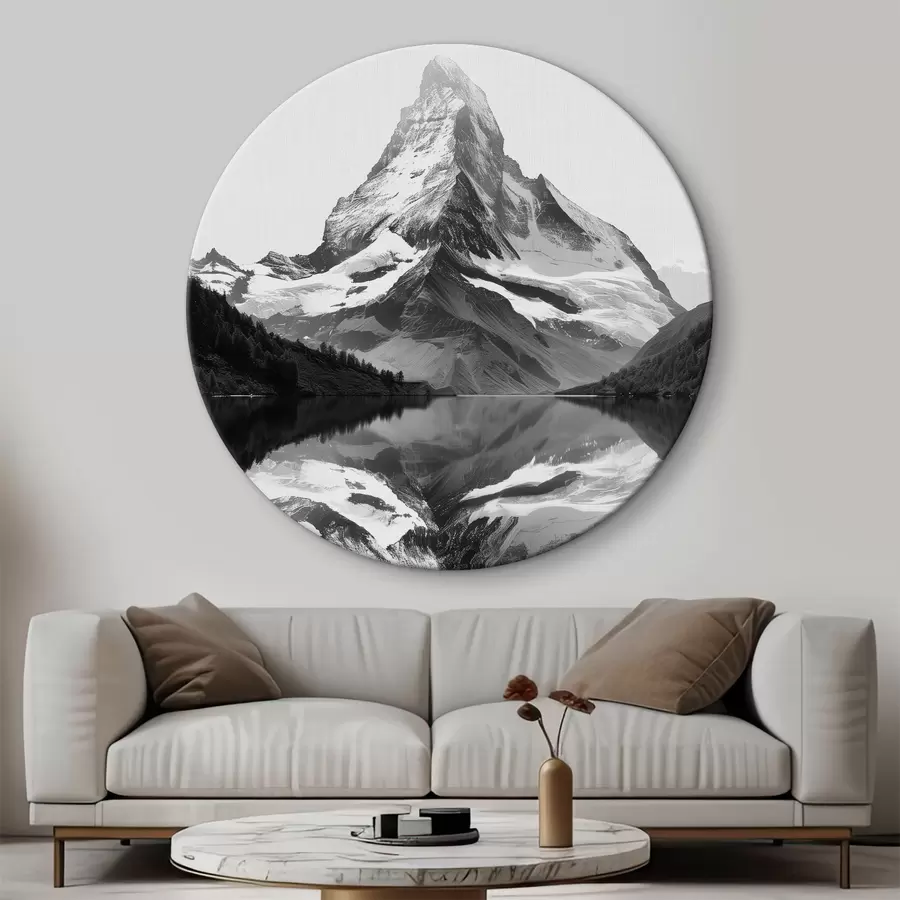 murales de pared Imagen en blanco y negro de una montaña en estilo minimalista r39638