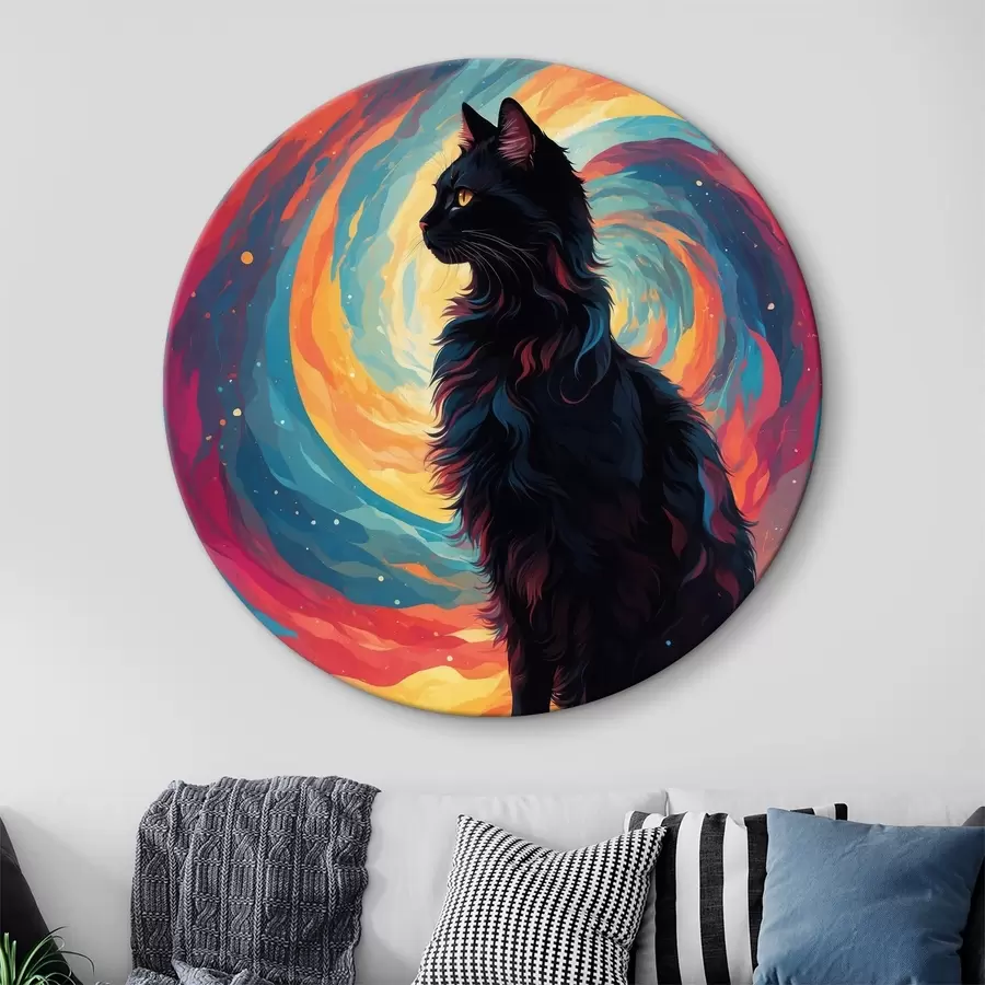 murales de pared Gato negro sobre fondo espacial r39370