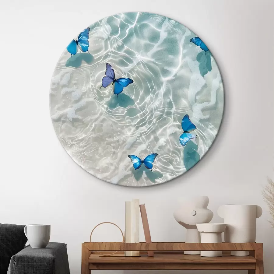 murales de pared Mariposas azules sobre una ola de mar r39228