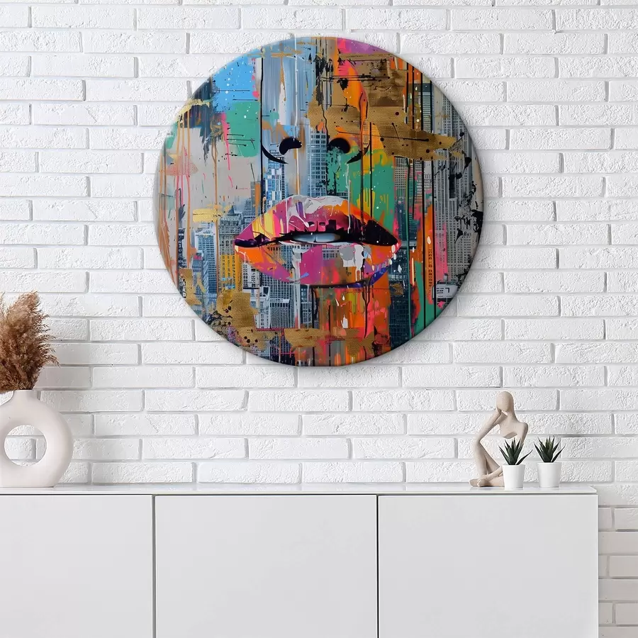 murales de pared Ojos azules y vista a la ciudad r39800