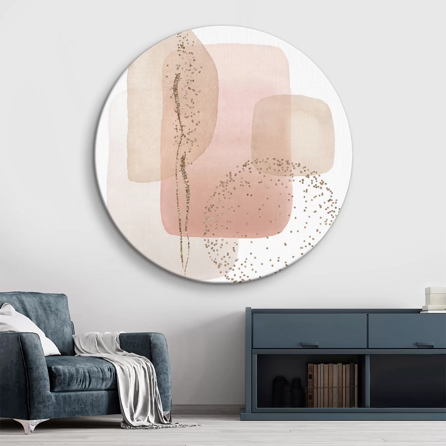 murales de pared Blush Harmony: Abstracto suave con reflejos texturizados r35959