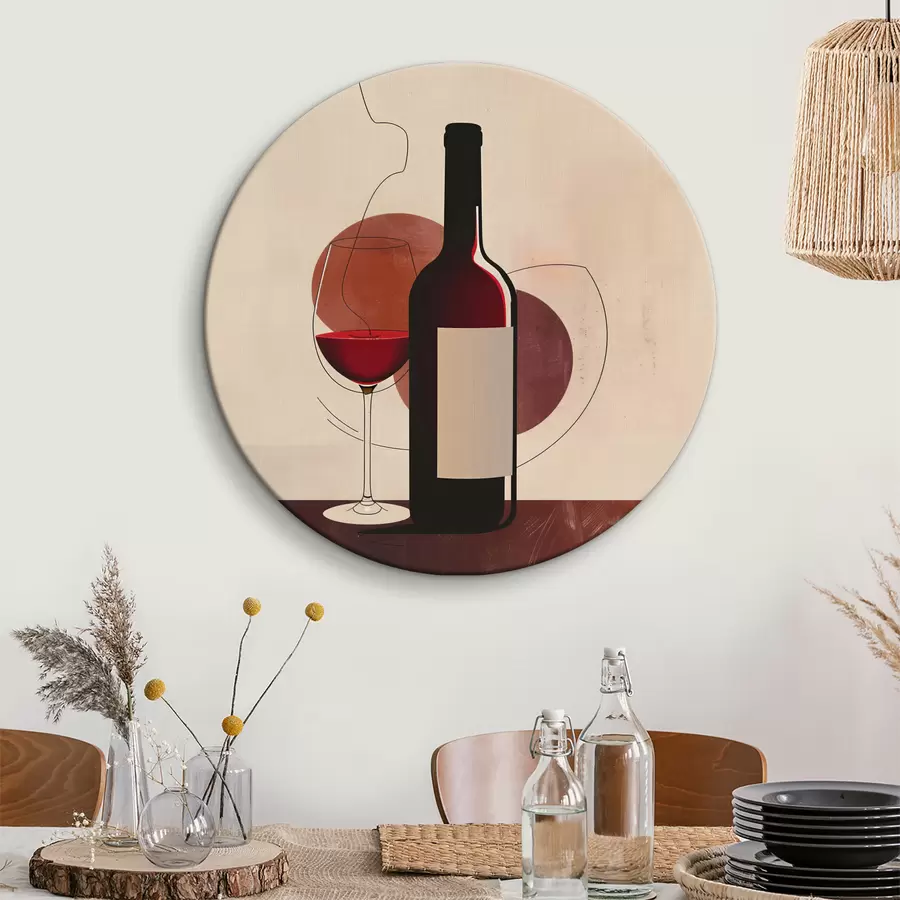 murales de pared Botella de vino y copa con vino r40191