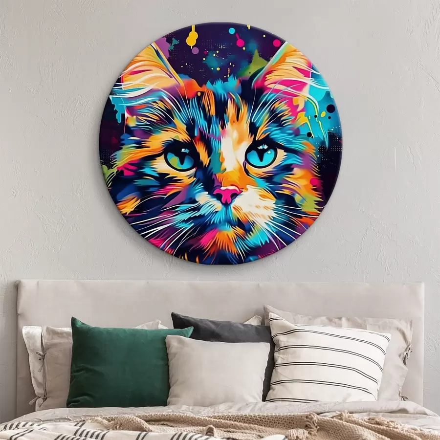 murales de pared gato en colores r39314