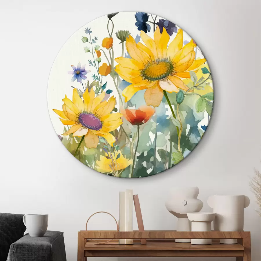 murales de pared Coloridas flores silvestres de acuarela r39338