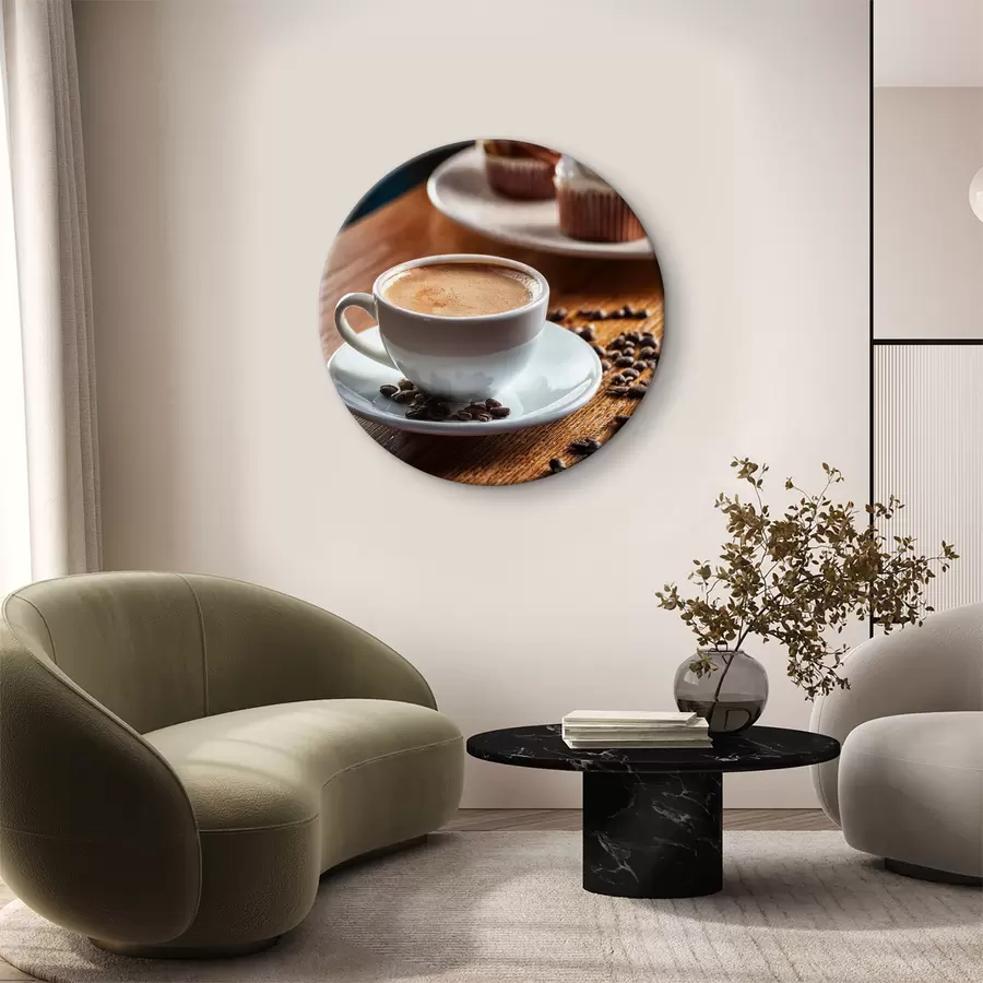 murales de pared taza de café, granos de café, pasteles, naturaleza muerta r40417