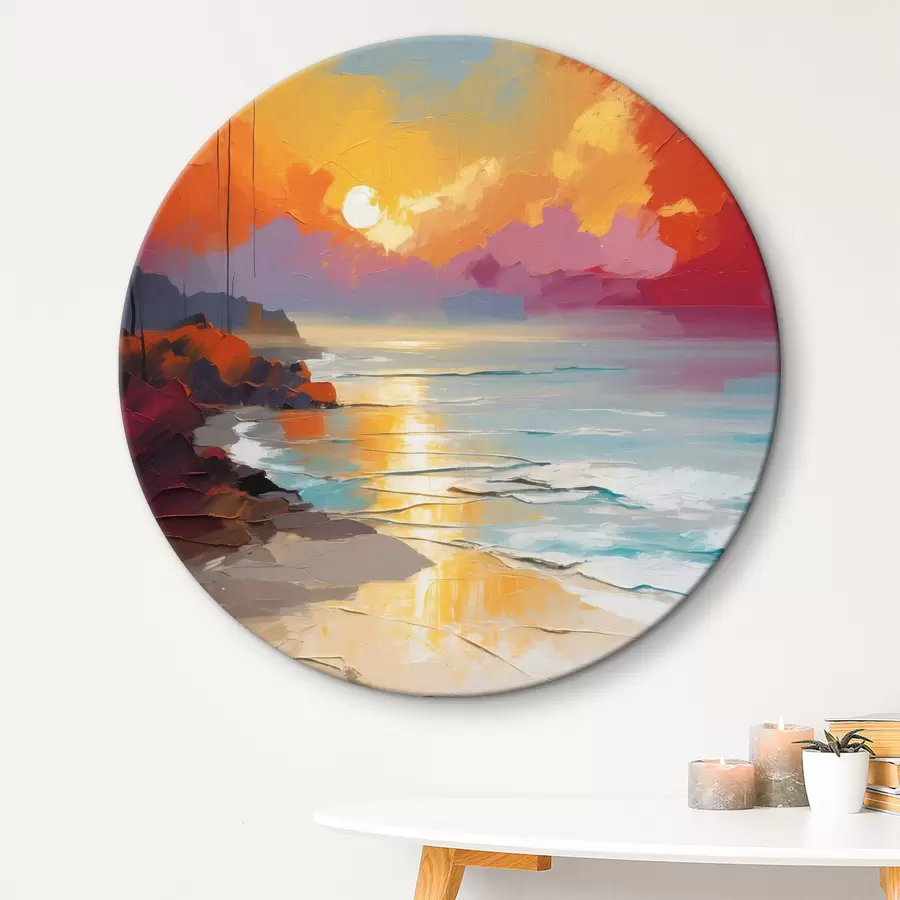 murales de pared Amanecer junto al mar en aceite r37800