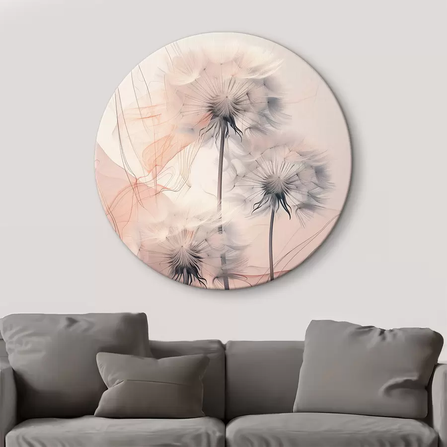 murales de pared Dientes de león delicados sobre un fondo abstracto r39199