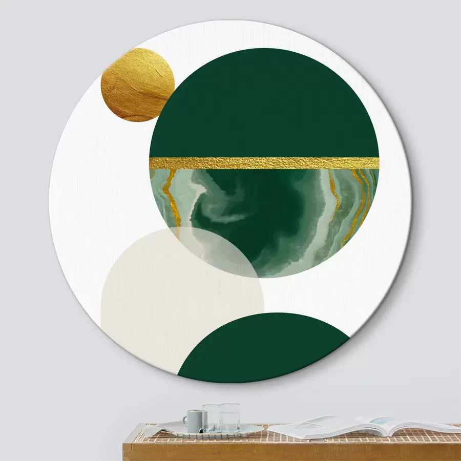 murales de pared Equilibrio esmeralda: Diseño geométrico con tonos naturales r35985