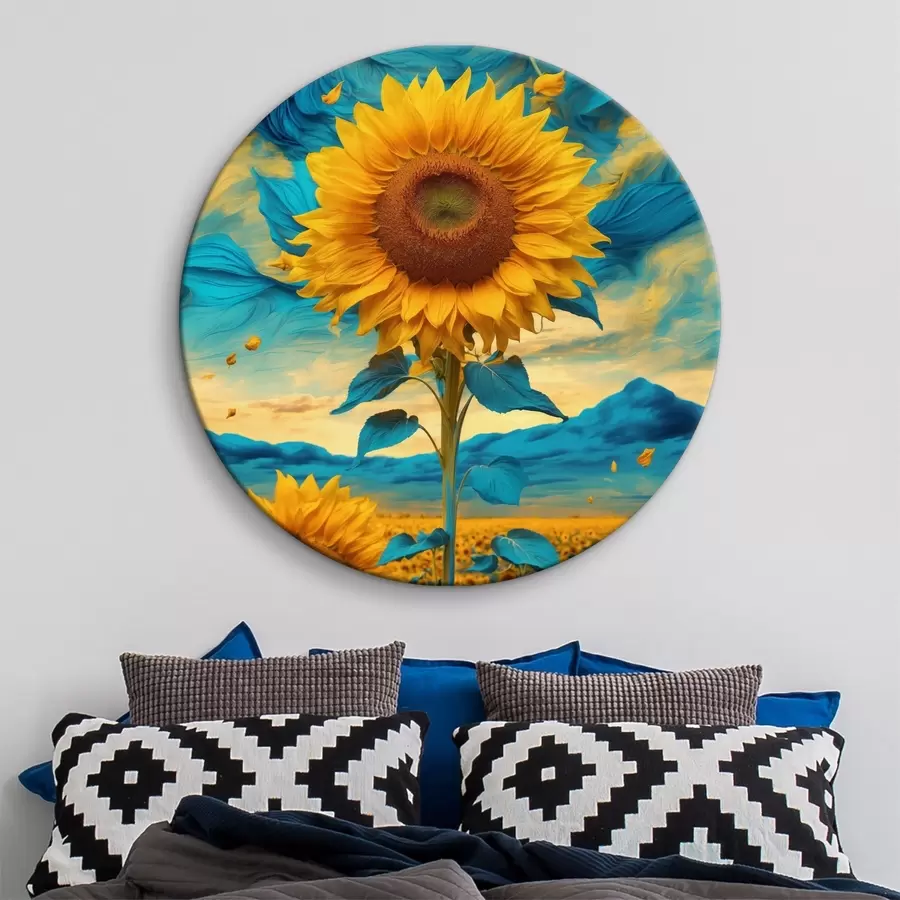 murales de pared Campo de girasoles sobre cielo abstracto r39367