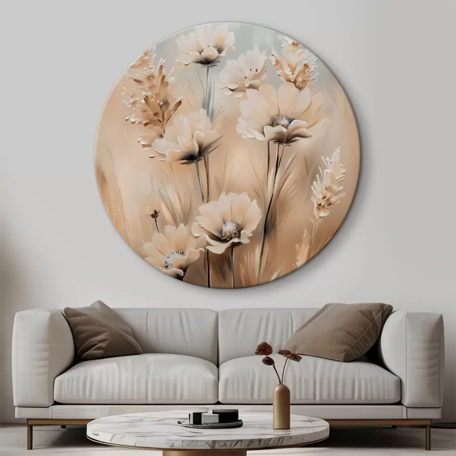 murales de pared Flores en el campo en tonos beige r38720