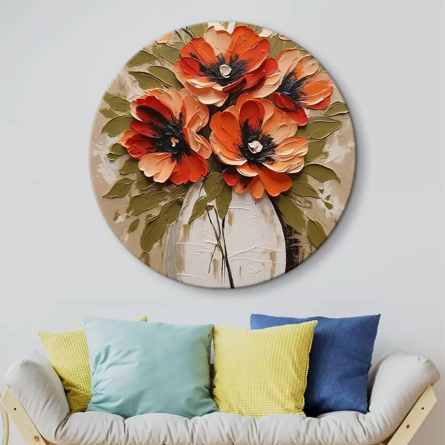 murales de pared Flores en jarrón blanco sobre fondo rosa r38176