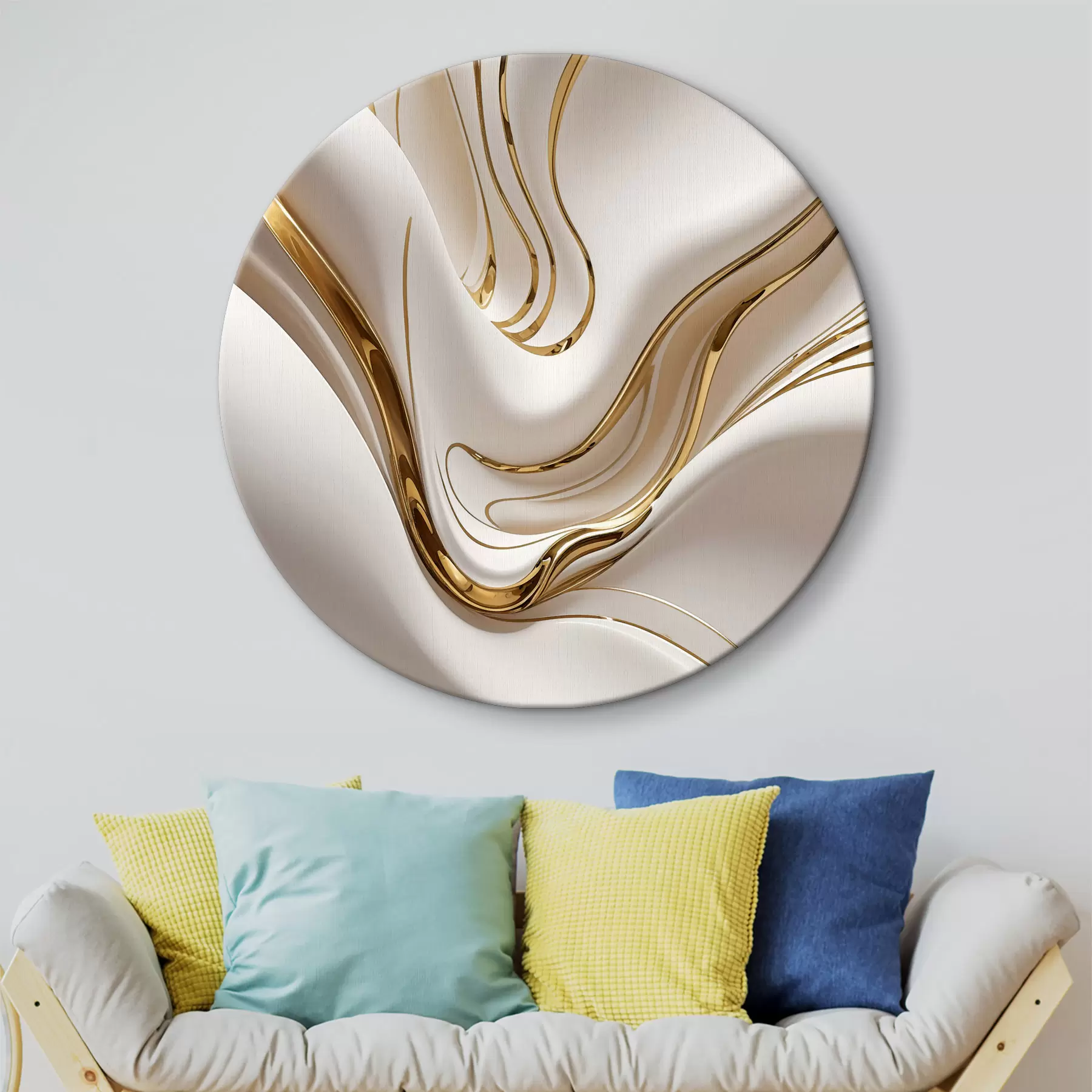 murales de pared Formas abstractas blancas y fluidas, que parecen metal líquido o fundido, composición dinámica r38767