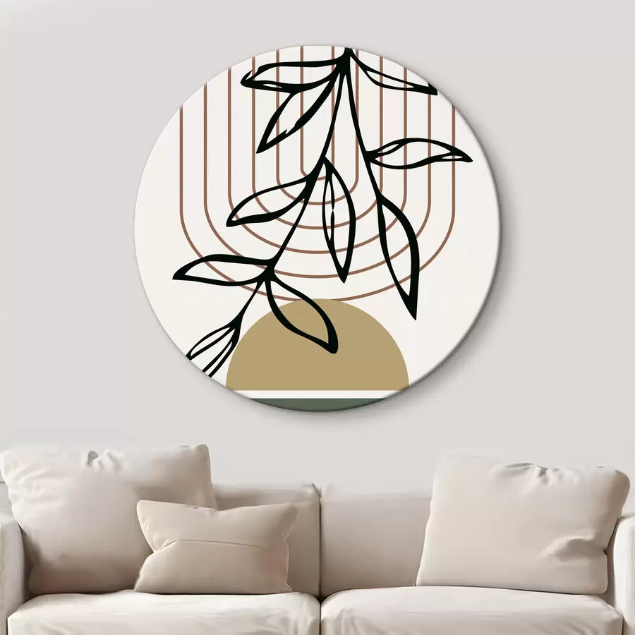 murales de pared Semicírculos geométricos con planta abstracta colgante y espiral r36188