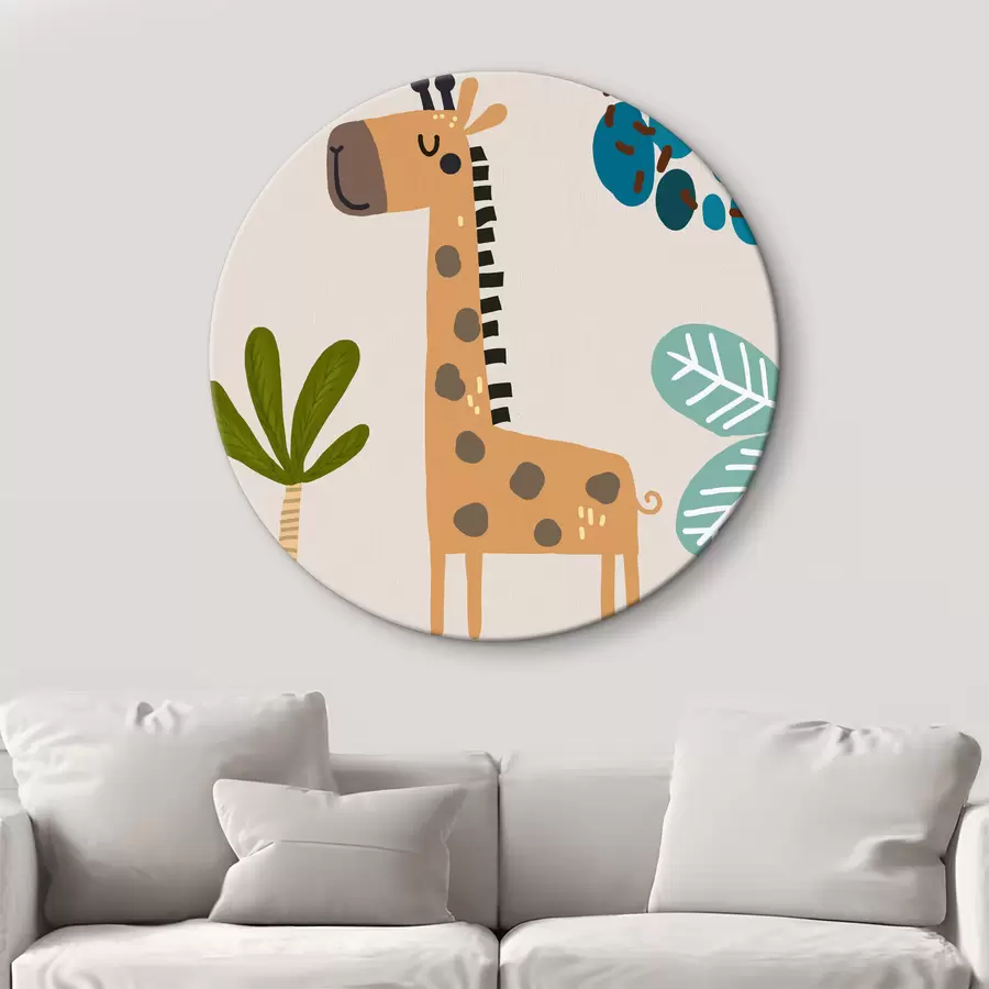 murales de pared Jirafa en la selva al estilo safari, boho r39096