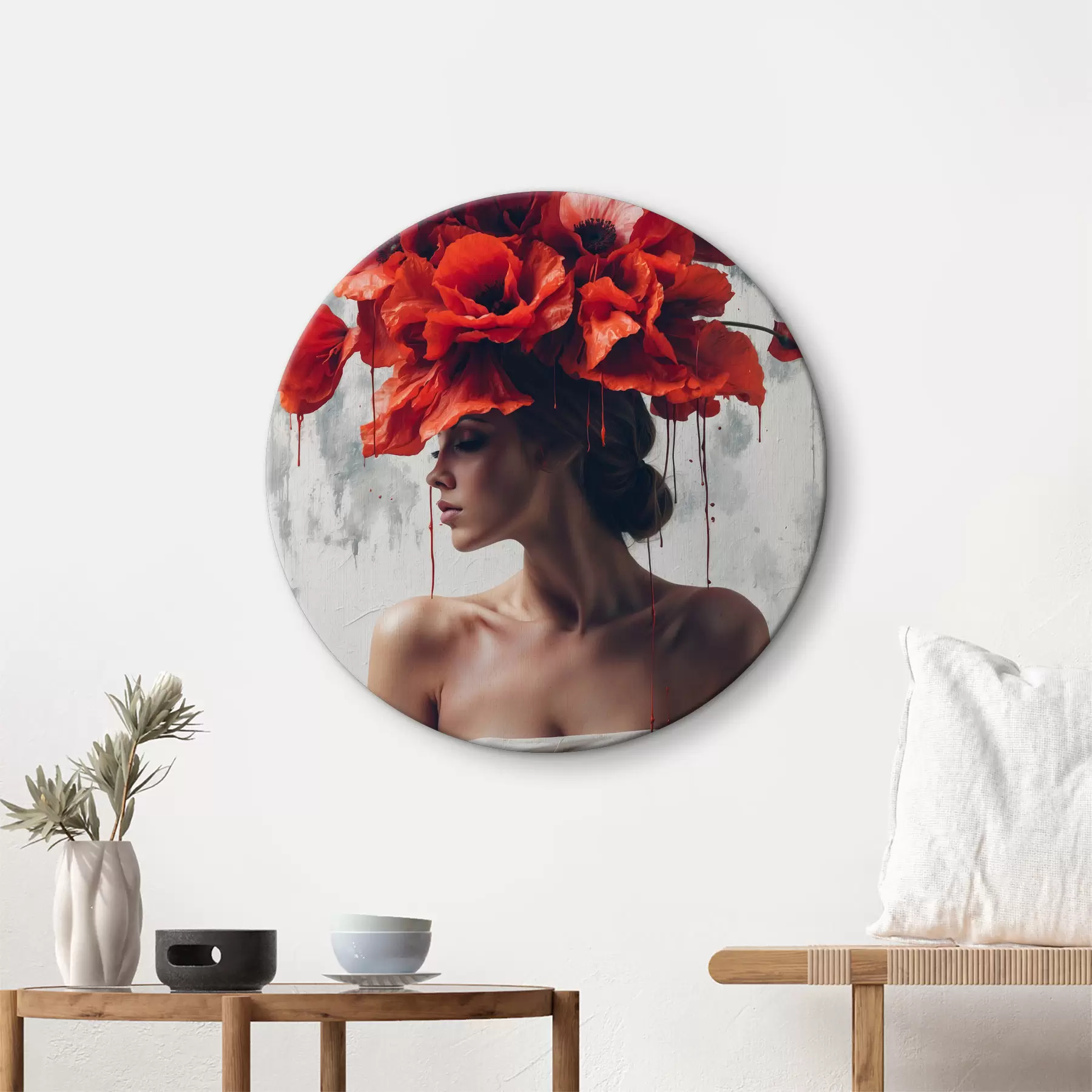 murales de pared Niña con amapolas en la cabeza r40338