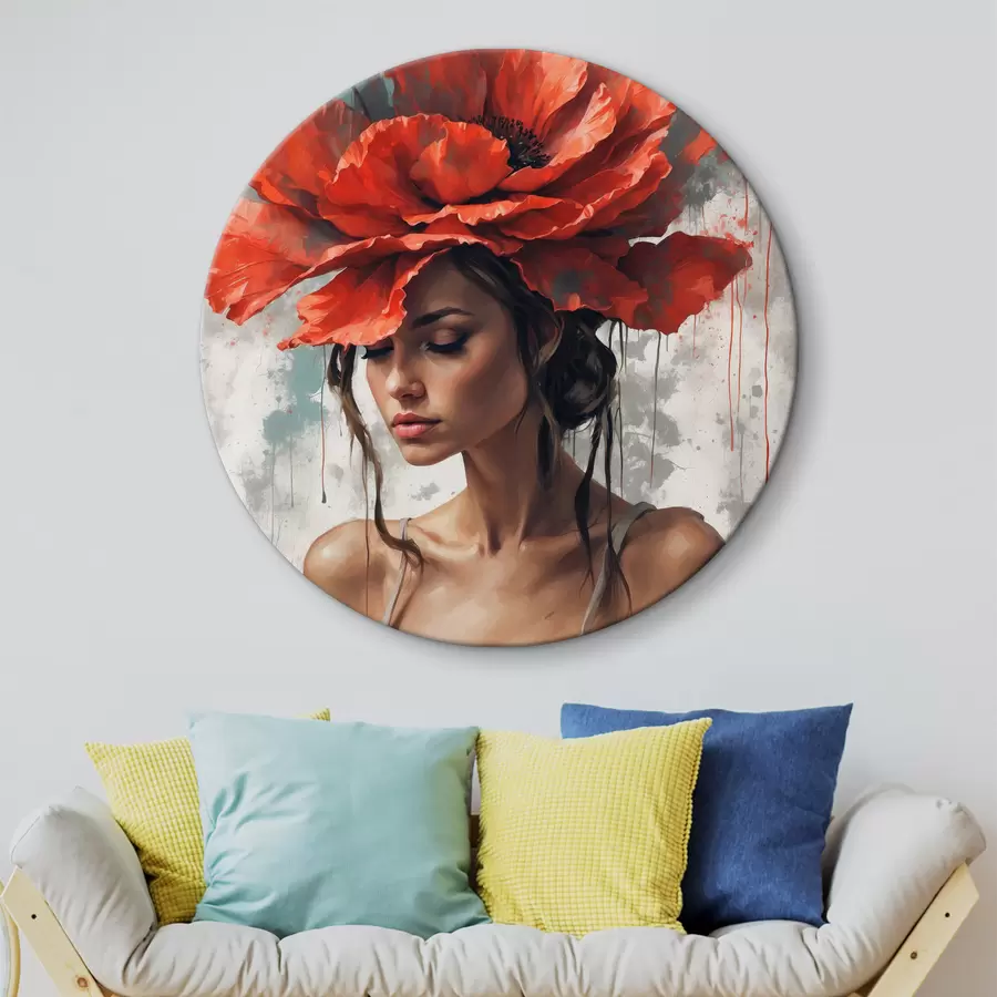 murales de pared Chica con amapola r39171