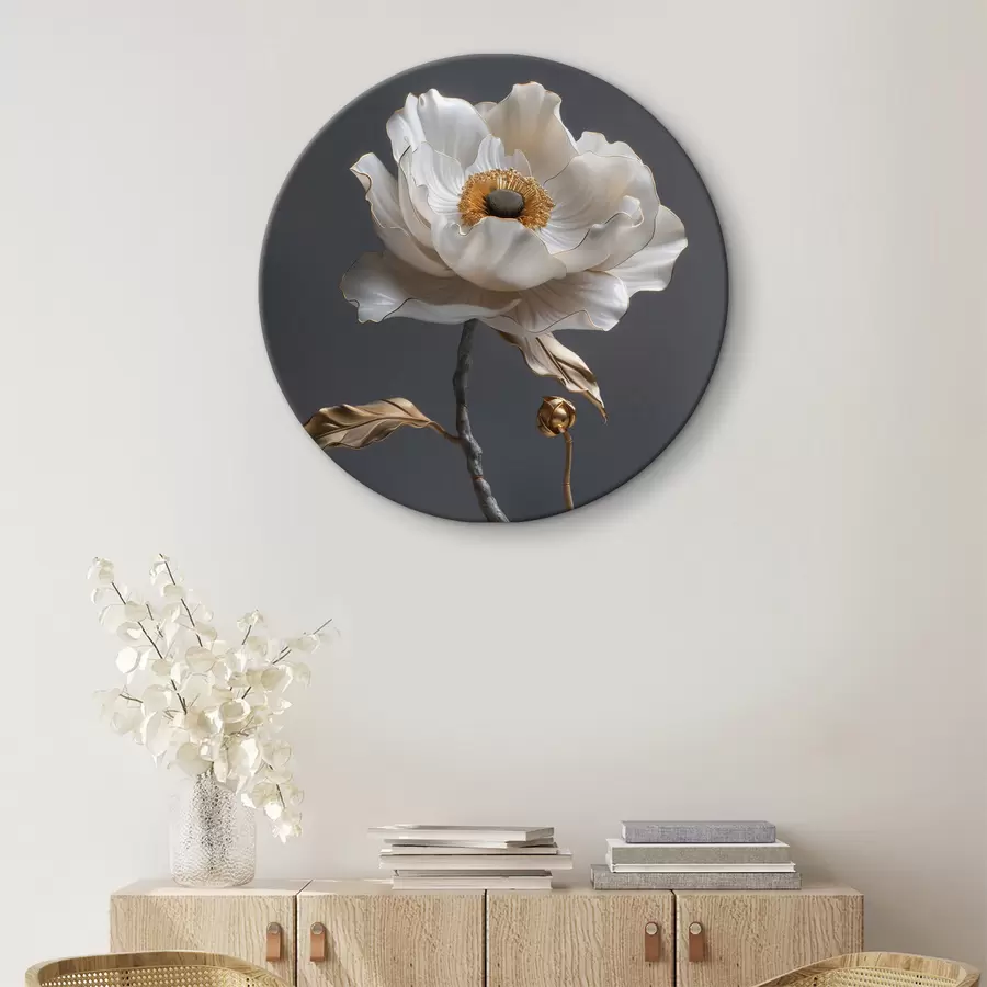 murales de pared Loto blanco agraciado que florece en la piedra r39765